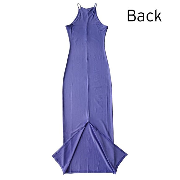 DAISY NWT Purple High Neck Racerback High Slit Sexy Maxi Dress BodyCon Size S - Picture 3 of 12